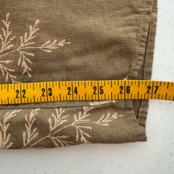 FRNZY Women's Wide Leg Palazzo Pants Beige Botanical Print Tie Waist XL - Picture 7 of 8